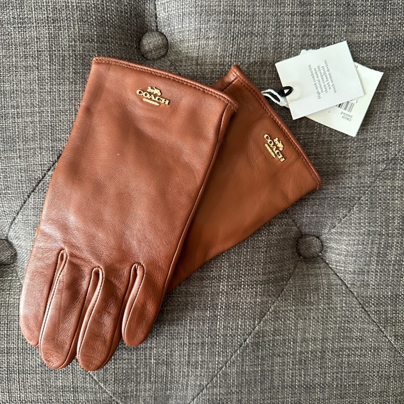 Coach Brown Leather Women's Gloves - Picture 1 of 3